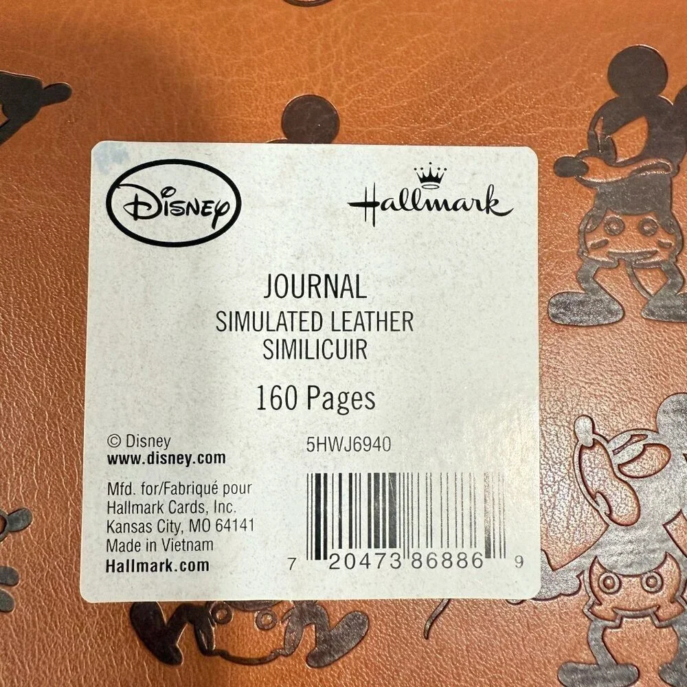Disney Mickey Mouse 12 Embossed‎ Poses Faux Leather Journal Notebook 8